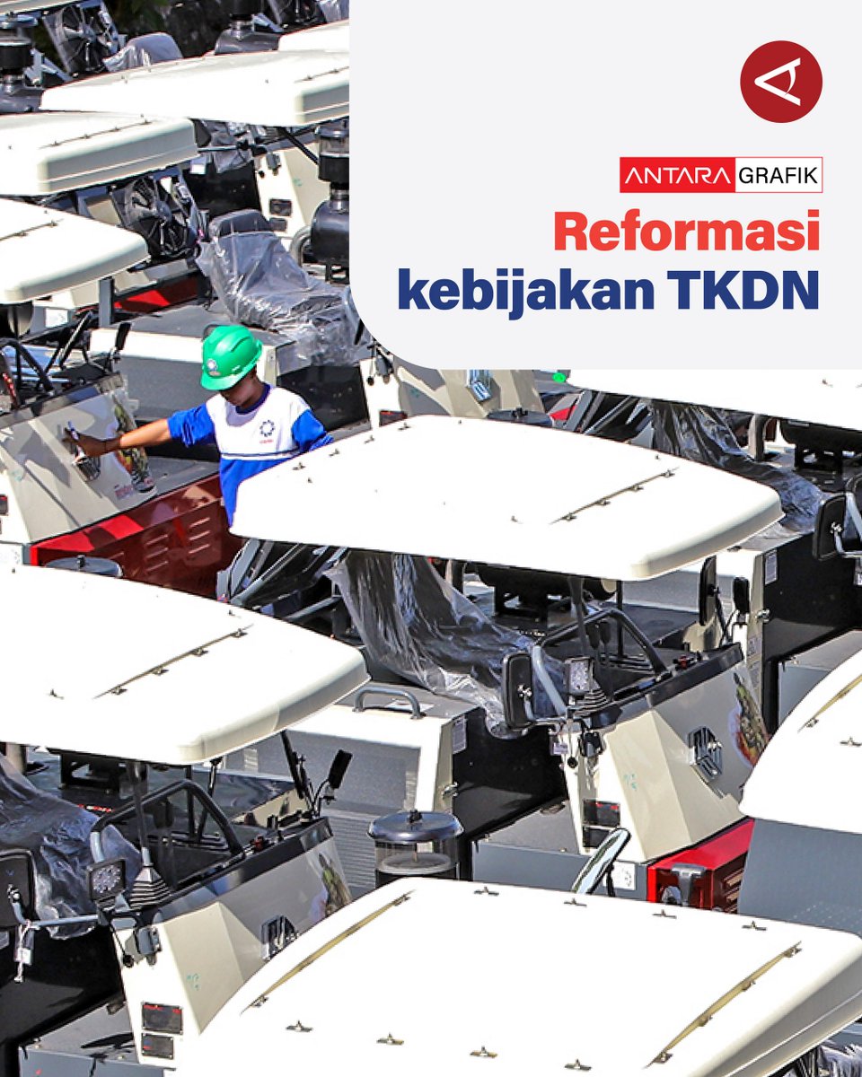 antaranews's tweet photo. Pemerintah mereformasi kebijakan tingkat komponen dalam negeri (TKDN) untuk mendukung industri lokal memperkuat daya saing produknya. Perubahan ini mulai berlaku pada 12 Desember 2025.
#tkdn #industri #komponen
Laman #infografik
https://t.co/VNDLaUmjoP https://t.co/Avl6hamRG5