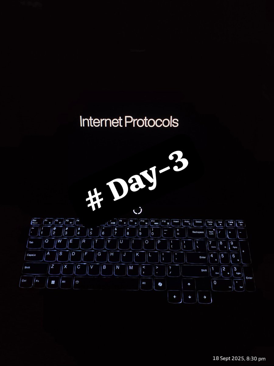 rajeshmaity07's tweet image. ⚡ Day 3 at Sheriyans Coding School

Learned Internet Protocols 🌐
TCP = reliable ✔
UDP = fast ⚡
HTTP = web communication 💻
Handshake = SYN → SYN-ACK → ACK 🤝

The web runs on these hidden rules 🚀✨

#SheriyansCodingSchool #Day3 #Cohort2_0 #CodingJourney