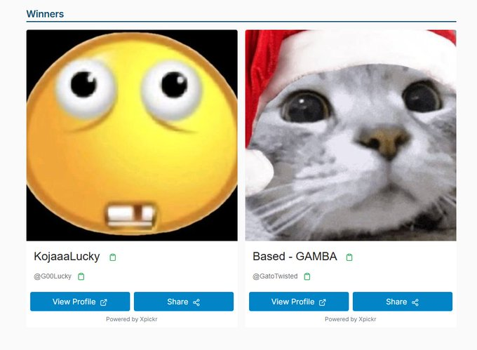 codebgold's tweet photo. Congrats to the two winners! They have been paid out 

@G00Lucky @GatoTwisted 

https://t.co/DID4NCBpKd
https://t.co/PcZbZZAHkx https://t.co/hmHyY08uMW