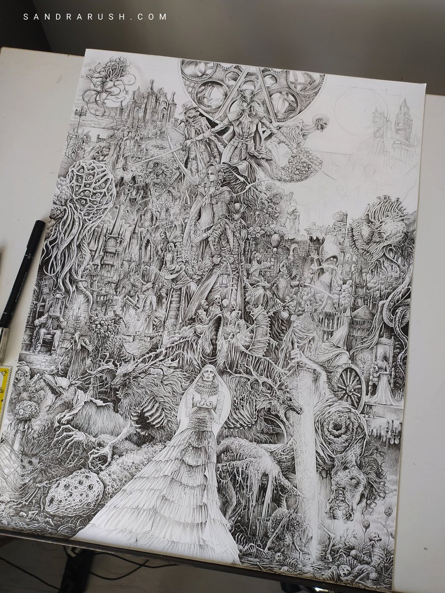 Bloodborne 10th Anniversary fan project almoust done 🔥 Fineliners on paper 🖤