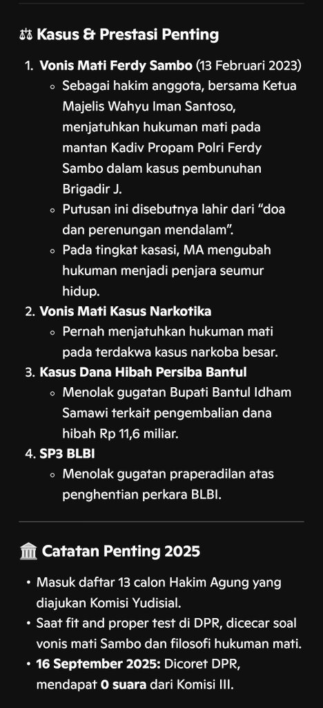 JAditya36003's tweet image. Langkahnya terhenti di DPR, tapi jejaknya di ruang sidang akan selalu tercatat dalam sejarah peradilan. Berikut profil beliau dan rekam jejaknya.

-Copi