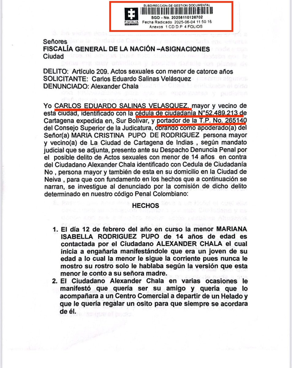 Aquelarre118's tweet image. 📢ATENCIÓN COLOMBIA📢
GRAVE Y BURDO MONTAJE CONTRA EL SARGENTO CHALA @SARGENTOCHALA DONDE UTILIZAN EN UNA FALSA DENUNCIA UN PSEUDÓNIMO DE UN SUPUESTO ABOGADO CÉDULA DE CIUDADANÍA DE UNA FALLECIDA Y TARJETA PROFESIONAL INEXISTENTE, además de otras irregularidades. Esto ratifica…