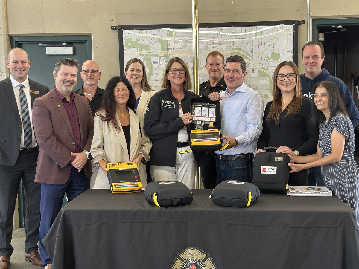 Last week, I joined the <a href="/NVCFD/">North Vancouver City Fire Dept</a>, G3 Canada, Lookout Housing + Health Society, &amp; the <a href="/CityOfNorthVan/">City of North Vancouver</a> to celebrate the donation of 2 AEDs to <a href="/NVSD44/">School District 44</a>. These devices will support emergency preparedness in schools and help keep students and staff safe. Thanks to our community partners!