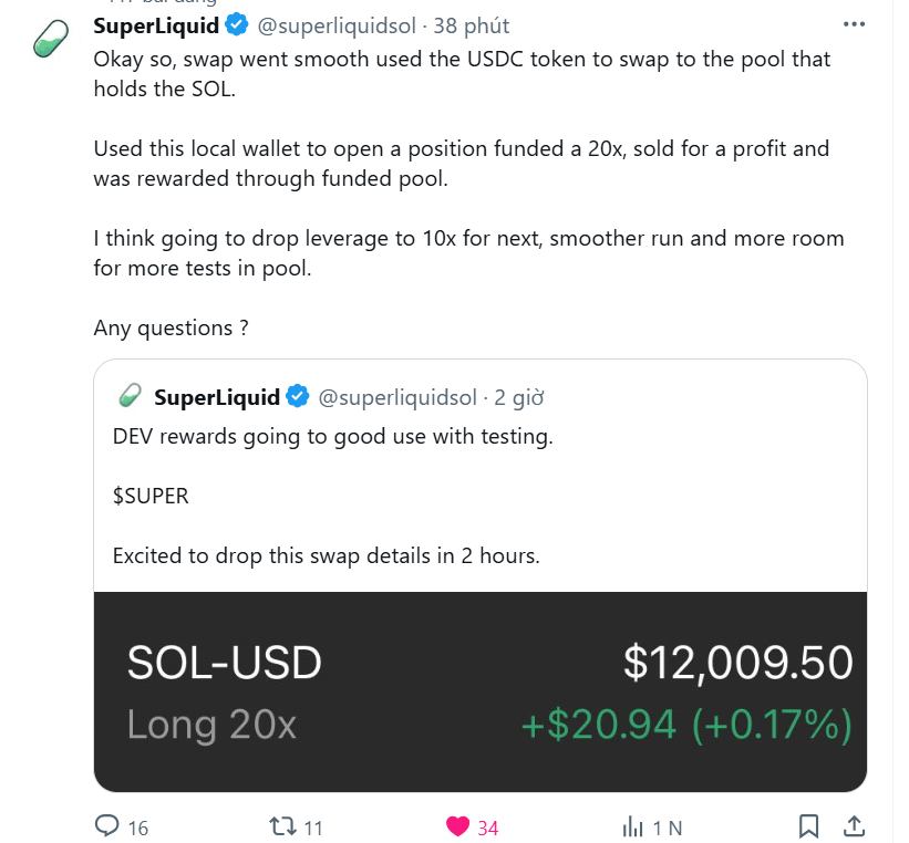 Babiboiz14's tweet photo. Hello everyone, $SUPER

Yesterday was probably a confusing day for many of you regarding what happened with $SUPER. Amid all that flow of information, I received a lot of messages saying that @UranusPerps  is the first perps DEX on SOL. I don’t deny that, maybe I don’t fully understand the dev’s perspective  but supporting the project I follow is obvious to me, especially when the $SUPER dev is still building every detail carefully. Right now, @superliquidsol has already moved on to the swap USDC -> SOL stage with 20x leverage

After yesterday’s incident, the dev kept building and working to fix the aftermath step by step. That’s exactly what our community trusts and supports about this project. In reality, it was just a bit of an over-adjustment, which led to panic and sell-offs, but now everything is fine

Whether it’s confusion or differences in features compared to @Uranus, I don’t know but I believe everyone has the right to build their own project. This is a message to those who told me I was investing in something worthless

I believe in $SUPER, I believe in @superliquidsol, and that he will achieve everything in the future. Despite what happened, I’ve always kept my coins in my wallet. I bought quite a lot, and I continue to strengthen my belief along with all of you

Now let’s send it $SUPER further. 5m - 10m - 20m

Ca: 7PUABzBAn1rGKaaKwhfetgkuwf2ghrEETaEBKswpump

No one loses out when we focus on building the project together, respectfully