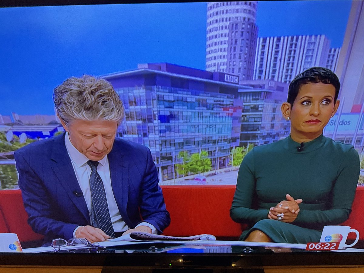 Naga’s  eye roll off the scale this morning as Charlie slaps her down while trying to explain why you speak foreign languages better after a few drinks. (Admittedly he wasn’t explaining it very well.)
#BBCBreakfast