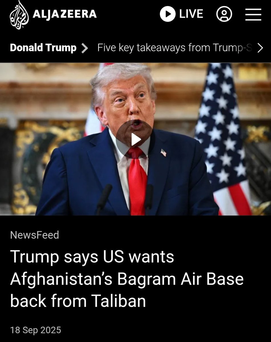 US pursues proxies &amp; pressure; the Taliban vow sovereignty
_______________
Trump seeks to reclaim Bagram, pressuring the Taliban with prisoner swaps, sanctions on Chabahar, and renewed ties with Afghan resistance

Pakistan wavers, hosting then canceling opposition talks in