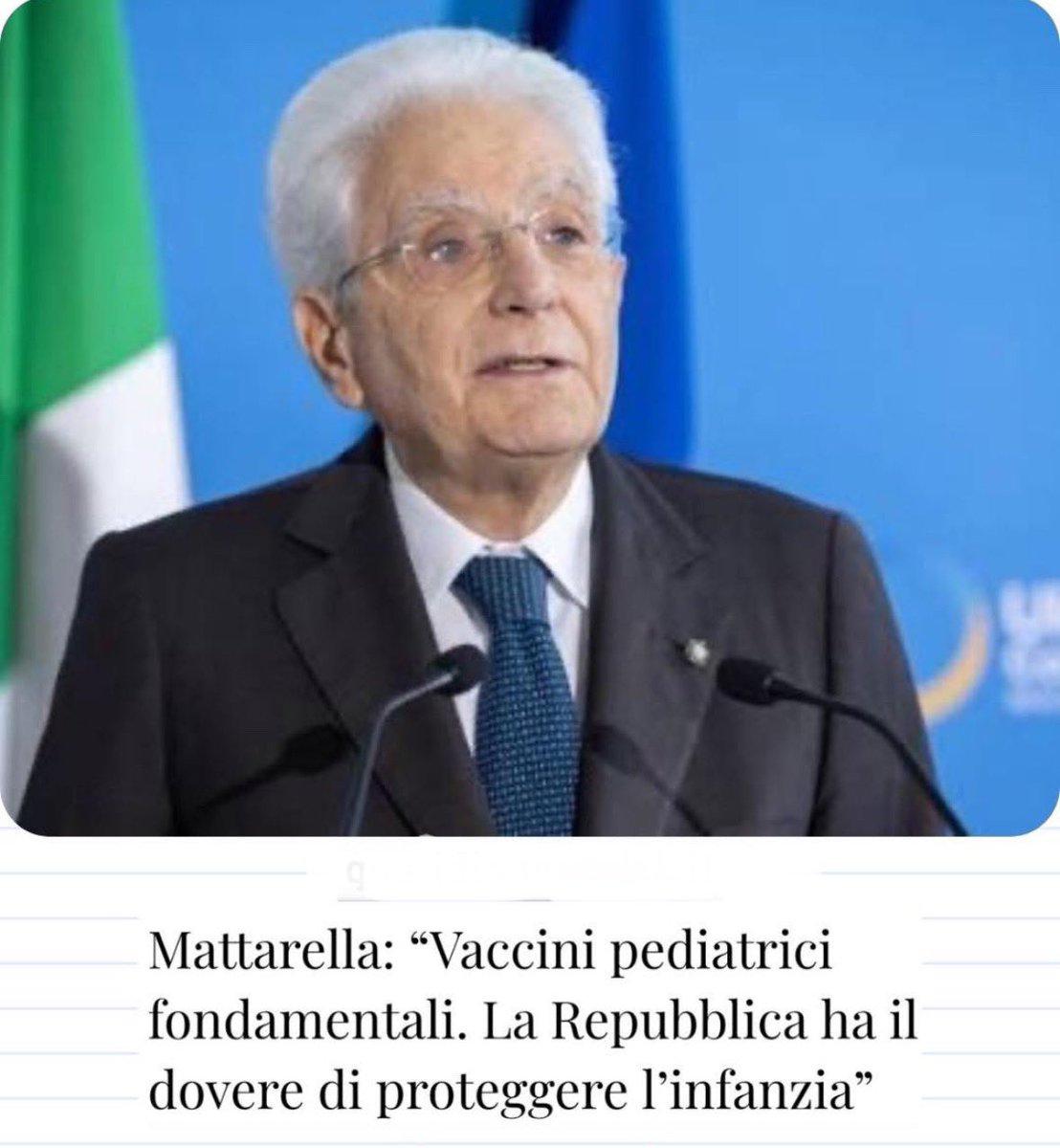 "Vaccini pediatrici fondamentali. 
La Repubblica ha il dovere di proteggere l'infanzia." 
Bella frase, Presidente! 
Persino nobile. C'è solo un piccolo, enorme dettaglio: suona come un monologo in un mondo che, invece, sta avendo un dibattito complesso e acceso. 
Mentre il resto