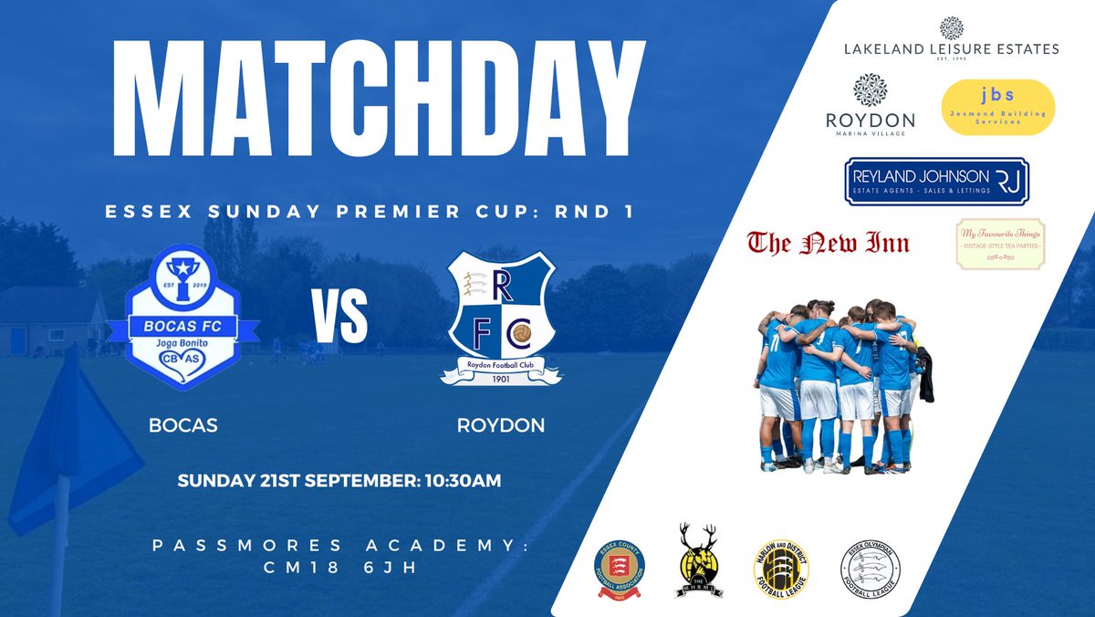 A weekend of away fixtures!

The Saturday men look to continue their positive start to the season with a trip to Old Southendian Reserves.

The Sunday men are in 1st round Essex Cup action against Bocas.

The U9’s make the trip to Sawbridgeworth Town Juniors!

🔵⚽️🔵⚽️🔵⚽️