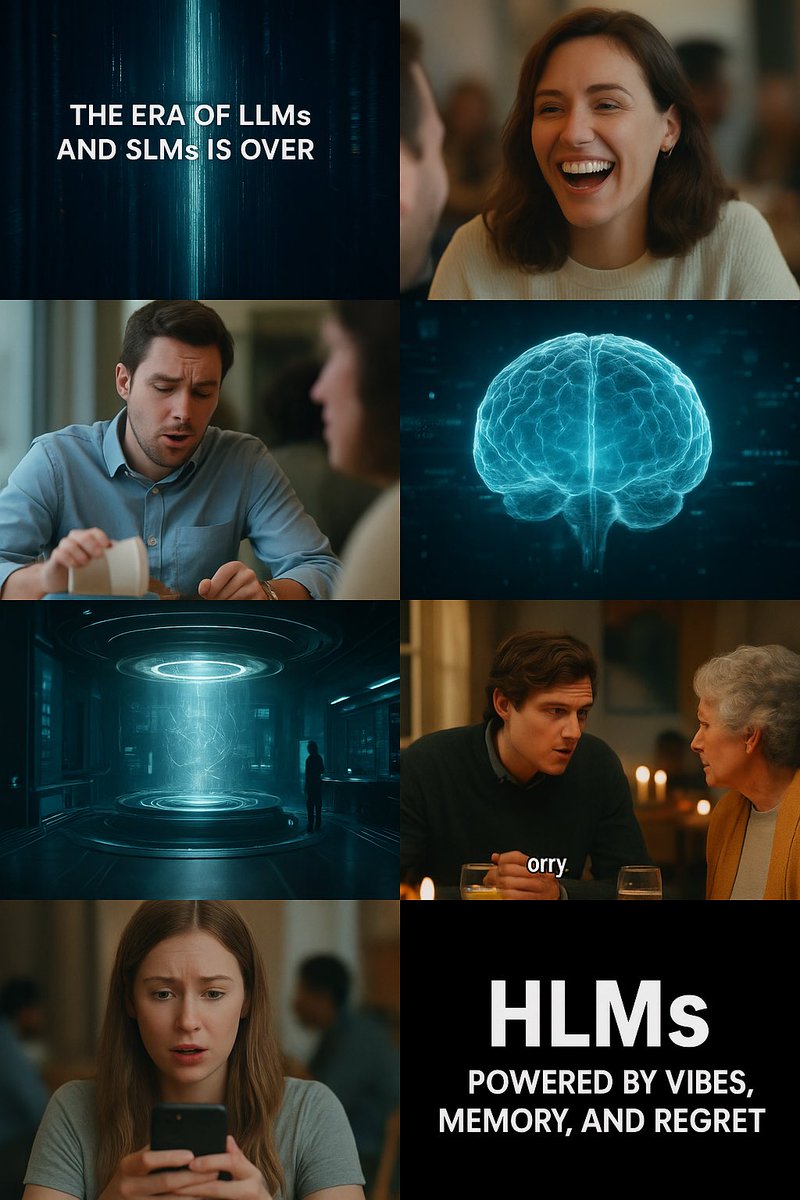 Lat3ntG3nius's tweet image. LLMs? Washed.
SLMs? Sure, enjoy your “token crashing.”
The real frontier? HLMs.

Human Language Models.

Real-time encoding/decoding (aka talking)

Continuous fine-tuning (aka memories + trauma)

Occasional catastrophic hallucinations (“I definitely texted you back”)…