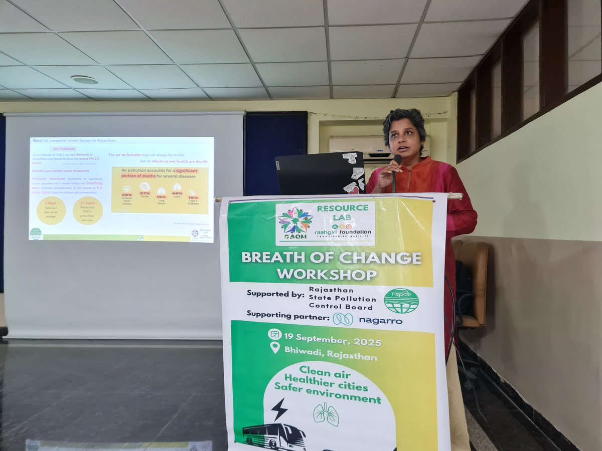 <a href="/CAQM_Official/">Commission for Air Quality Management</a> <a href="/RSPCB_official/">RSPCB</a> <a href="/SarikaPanda/">Sarika Panda Bhatt ( ସାରିକା ପଣ୍ଡା ) She/Her</a> <a href="/nid_mad/">Nidhi</a> <a href="/CPCB_OFFICIAL/">Central Pollution Control Board</a> <a href="/Nagarro/">Nagarro</a> <a href="/manashuman/">Manas Human</a> <a href="/PIBJaipur/">PIB in Rajasthan</a> <a href="/RajCMO/">CMO Rajasthan</a> <a href="/moefcc/">MoEF&CC</a> <a href="/EnvironmentPib/">PIB | MoEFCC</a> “What kind of city or road would you want your children to stroll through, one filled with dust, poor air quality, traffic, and no space for cycling, or one that is safe, clean, and breathable?” asked Sherry Frosh, Project Manager, Raahgiri Foundation, at the #BreathOfChange