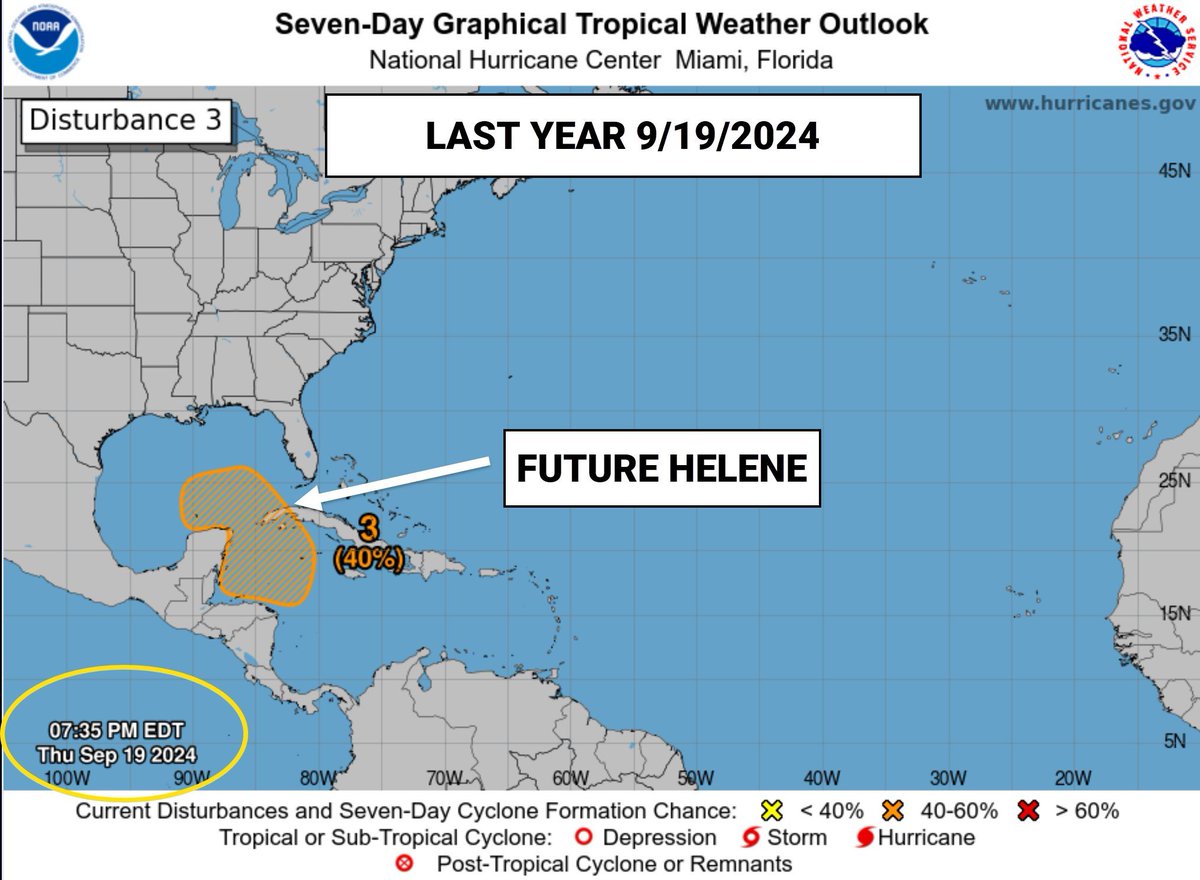 wxbrad's tweet image. One year ago today, this was the area we were watching for future #Helene. #ncwx #scwx #obx #wcnc #cltwx