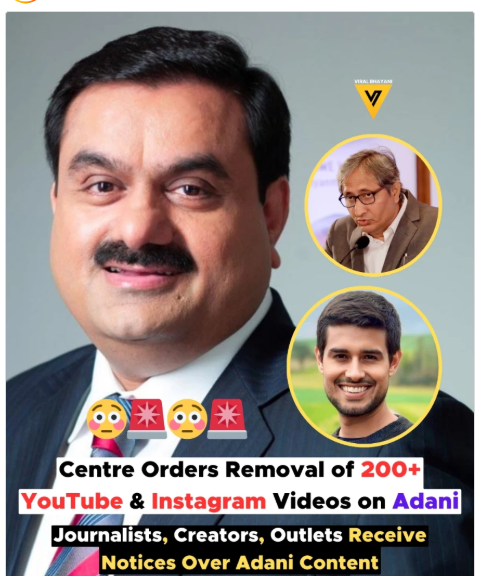 I&amp;B Ministry orders taking down of 138 Videos, 83 Instagram posts about Adani using Ex-Parte court order

The Union Ministry of Information and Broadcasting recently sent notices to two of the leading media houses and also to a number of YouTube channels with an order which