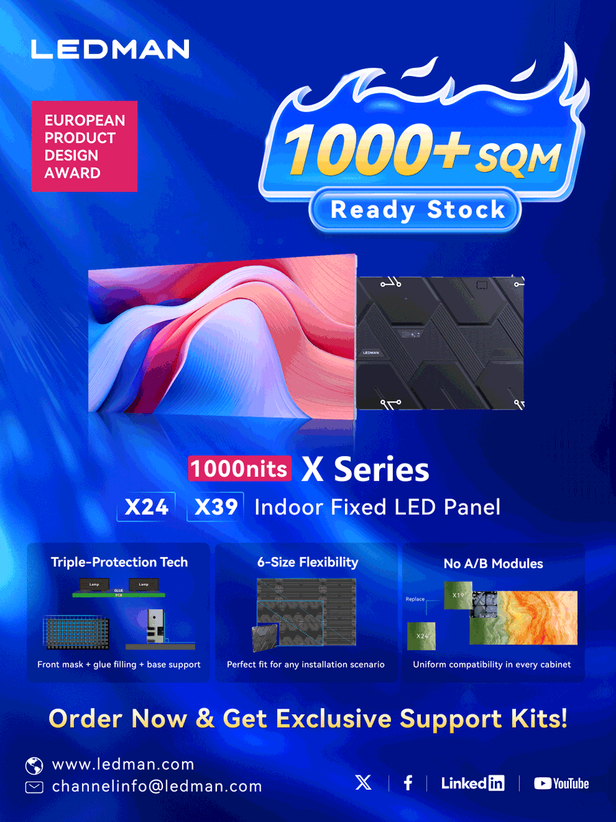 DisplayLedman's tweet image. No More Delays! We have X-Series Indoor SMD Commercial Displays in stock and ready for immediate dispatch!

#XSeries #IndoorLED #SMDDisplay #ReadyToShip #AVStock #CommercialDisplay #LEDScreen #AVTech