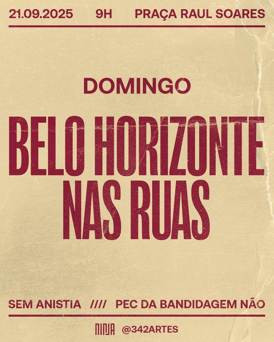 DudaSalabert's tweet image. 🔥 BH nas RUAS ! 

Domingo , 9h , Praça Raul Soares

👊 Sem anistia ! Contra a PEC da Blindagem