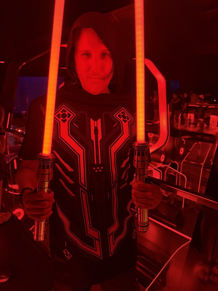 SteveSievers's tweet image. I AM DARTH ARES! So excited to ride the red over lay Tron Lightcycle with NIN.