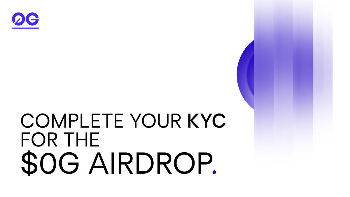 Reminder: KYC registration is required to claim the 0G airdrop.

All potential claimers must complete Know-Your-Customer (KYC) before September 21st, 00:00 UTC+0.

Complete your airdrop registration: airdrop.0gfoundation.ai