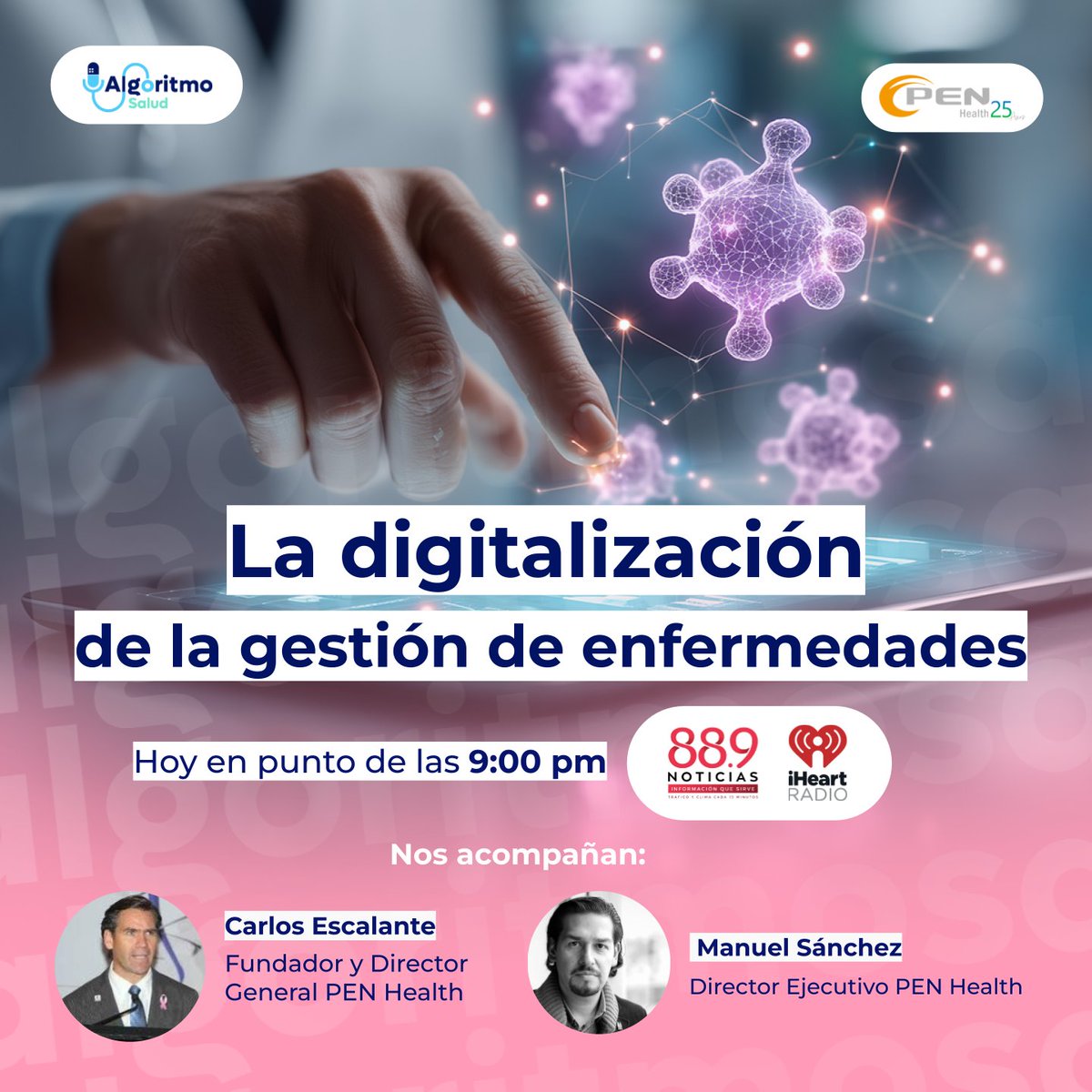 🩺💻 La salud se transforma: descubre cómo la digitalización revoluciona la gestión de enfermedades con Carlos Escalante y Manuel Sánchez de @PENHealth_mx
📻 Escúchanos en <a href="/889Noticias/">88.9 Noticias</a> y en <a href="/iHeartRadio/">iHeartRadio</a>.

#Salud #SaludDigital #Podcast #Innovación #Tecnología