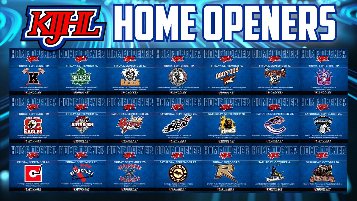 KIJHL's tweet image. The season opens tomorrow with 9 Home Openers ... Get out and support your friendly neighbourhood KIJHL team ...