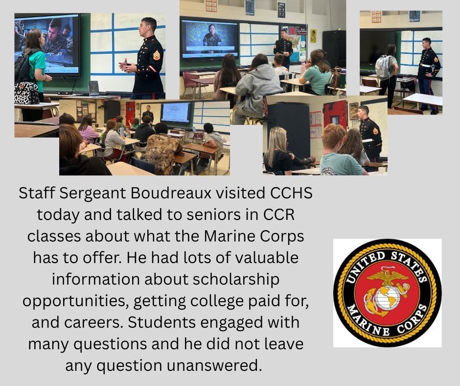 Thank you  Staff Sergeant Boudreaux for coming to CCHS today!