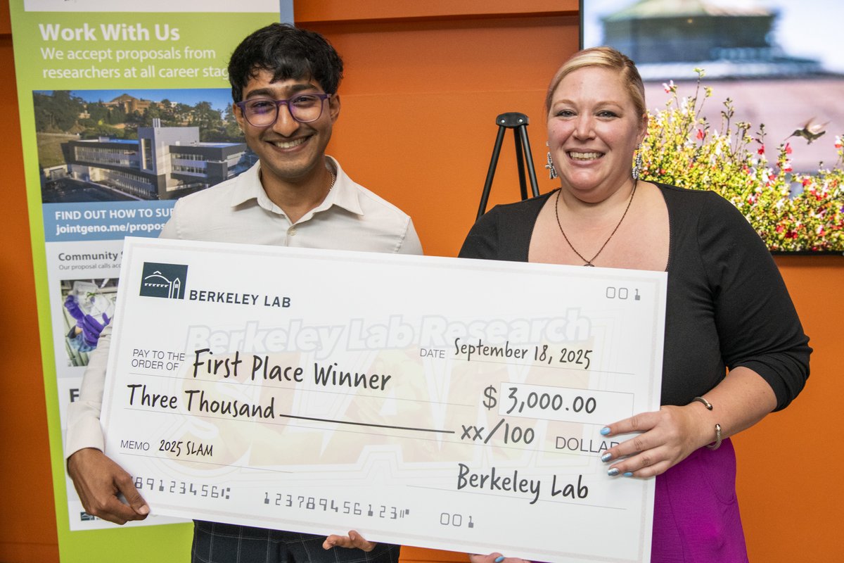 LBNLpathways's tweet image. The results are in!

We are delighted to congratulate Syed Saqline, Thasneem Frousnoon, and Yashwanth Balaji on being this year&apos;s winners of the 2025 @BerkeleyLab Research SLAM! 

#NPAW2025 #LabSLAM2025 @SyedSaqline @BerkeleyLabETA @molecularfndry