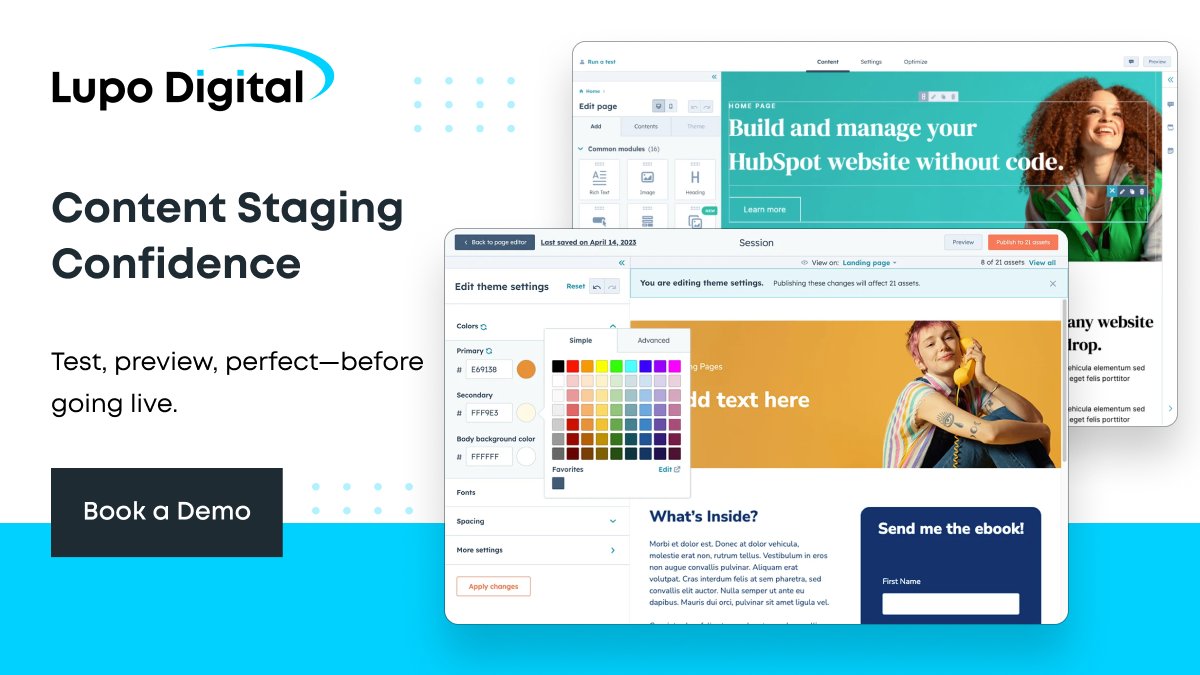 LupoDigital's tweet image. Launch with confidence. HubSpot Content Hub’s staging tool lets you preview content before it goes live—catching errors early for a seamless customer experience.

Book a chat: hubs.li/Q03F_BJ20

#ContentStaging #HubSpotMarketing #LupoDigital