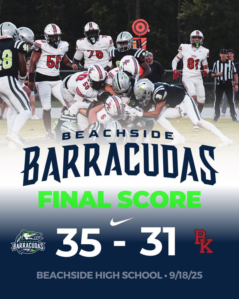 Final Score

The Barracudas take down the Crusaders 35 - 31 at home. 

#LetsGetlt #BarracudaNation #BeachsideMade