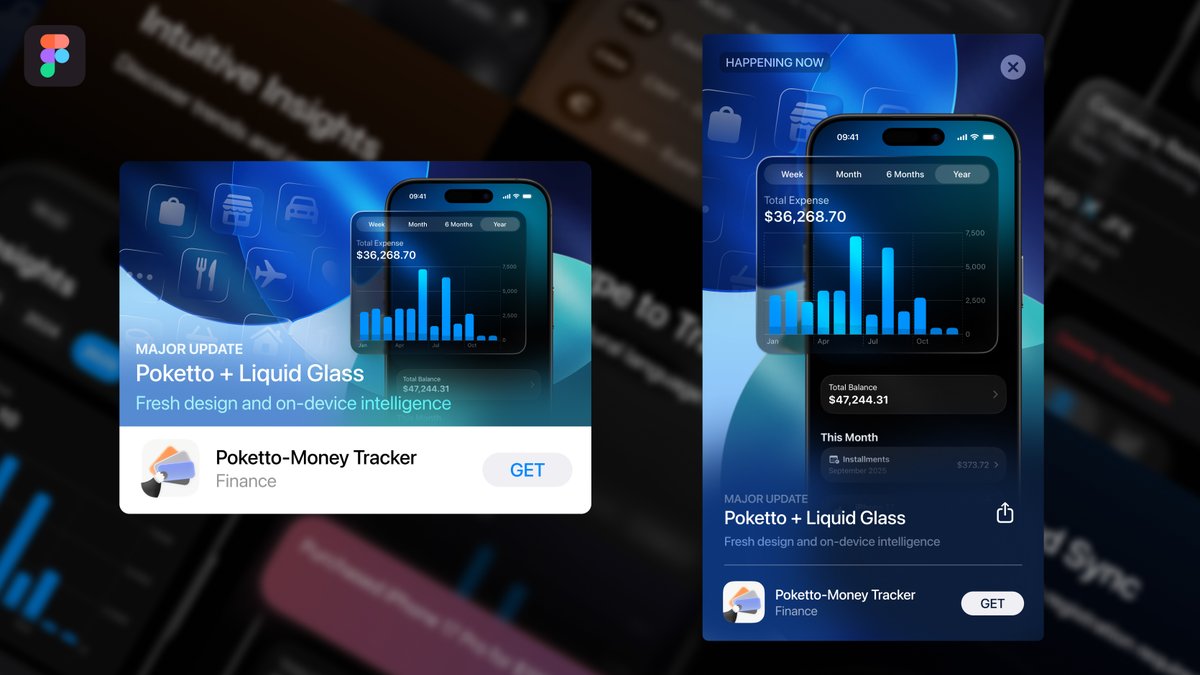In-App Events, made with Glass <a href="/figma/">Figma</a> #iOS26 #LiquidGlass