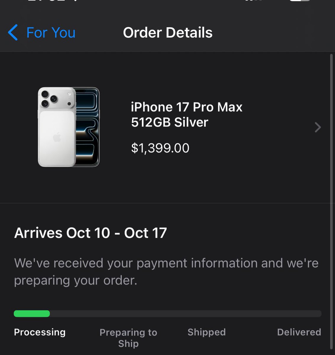 andreavargasba's tweet photo. @adventuresof99 @IcedTeaLemon28 @emperorpeelof I’m so disappointed now, my delivery date change to OCTOBER 10-17🤡 1 more month of waiting 😭😭 @Apple I’m so angry rn https://t.co/rObdUdA4gF