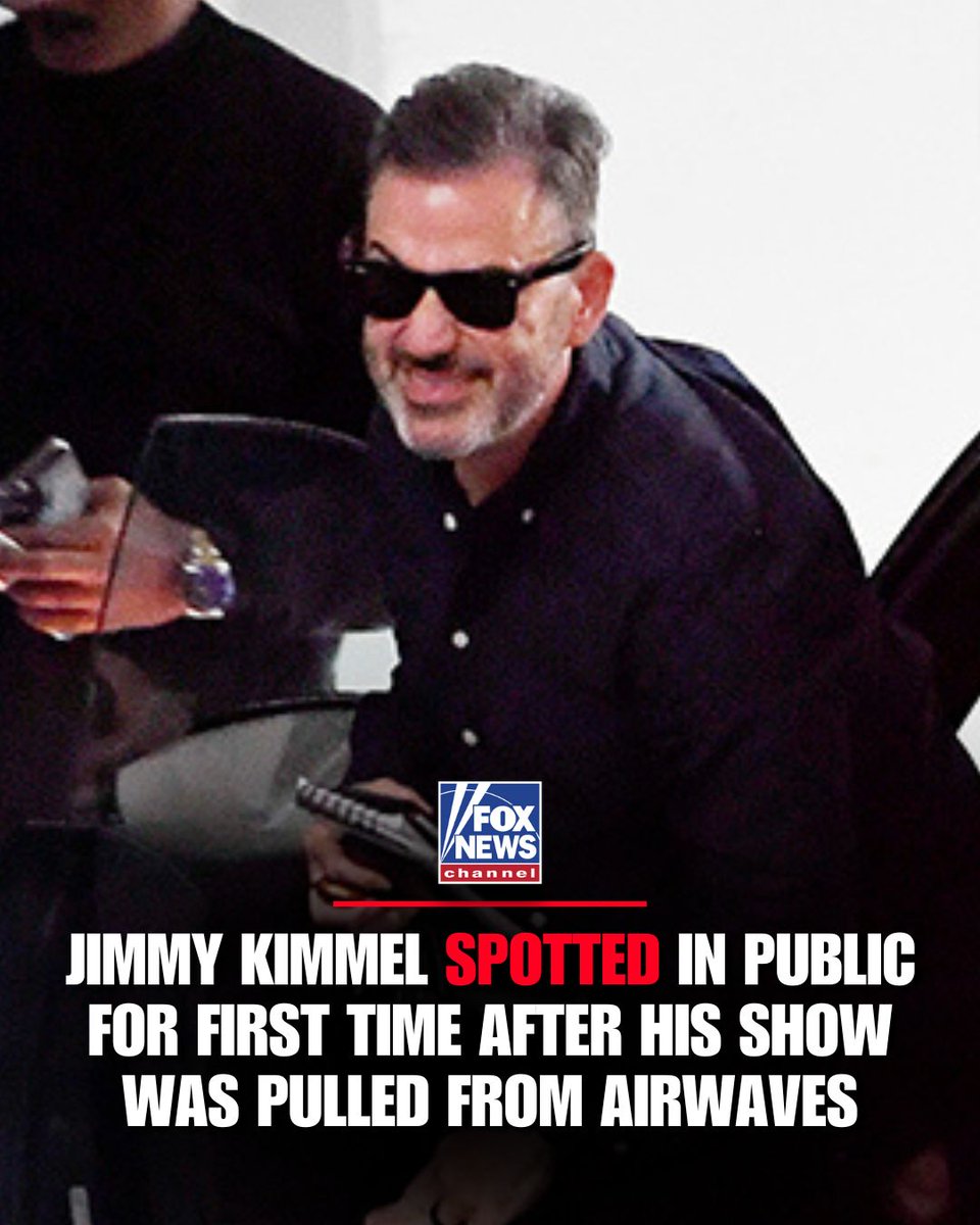 FoxNews's tweet image. GRIN AND BEAR IT: Embattled late night host Jimmy Kimmel was spotted in public for the first time Thursday since ABC yanked his show off the air. Multiple moving trucks were also seen outside the "Jimmy Kimmel Live!" studio.