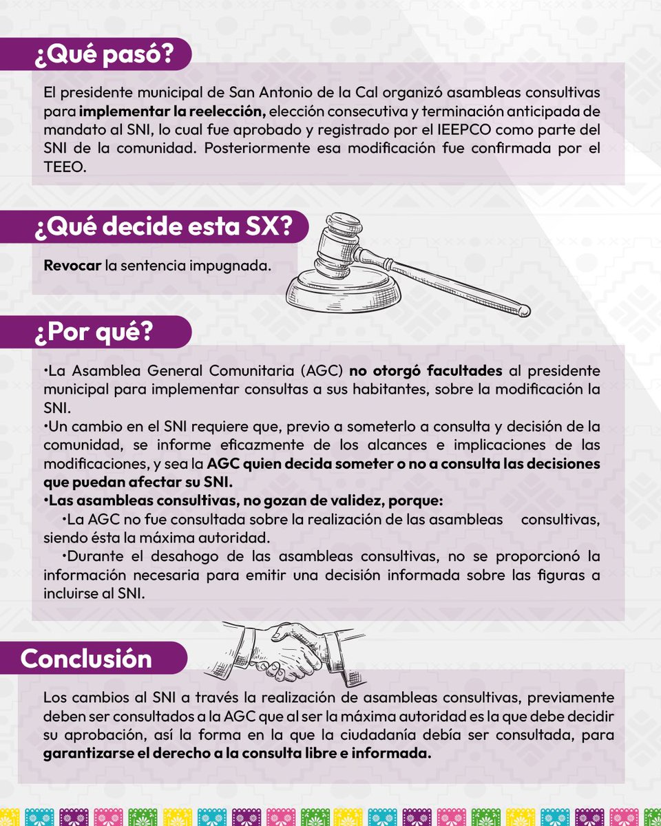 En la sesión ordinaria resolvimos el asunto relacionado con la modificación del sistema normativo indígena de San Antonio de la Cal, Oaxaca. 

Les comparto el caso: