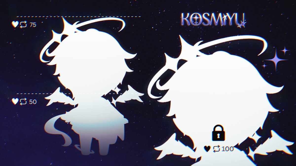 KOSMiYU's tweet image. ༄.✧ MODEL REVEAL ✧.༄   

A fallen star is ready to shine as a cosmic idol… but can you unlock his light?

❤️ + 🔁 to help reveal KOSMiYU’s Chibi Form

#VTuber | #Live2D | #ENVTuber