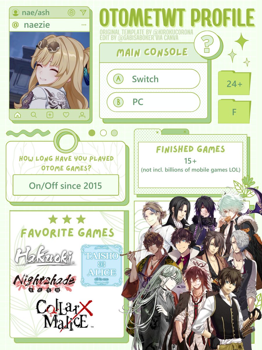naezotome's tweet image. After a thousand years I finally made one! 🎉🎉I look forward to getting to know everyone better on here 💚😭
#otometwt #otometwtintro