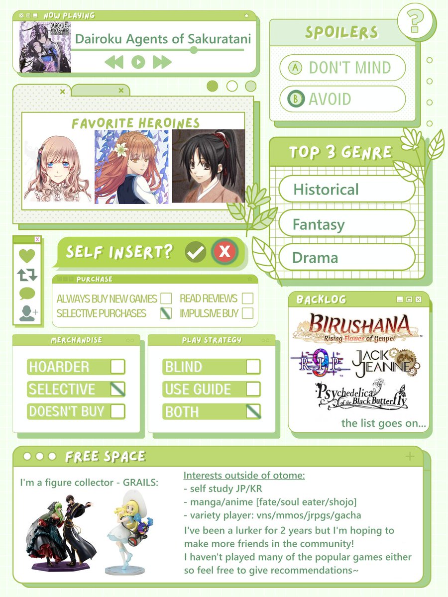 naezotome's tweet image. After a thousand years I finally made one! 🎉🎉I look forward to getting to know everyone better on here 💚😭
#otometwt #otometwtintro
