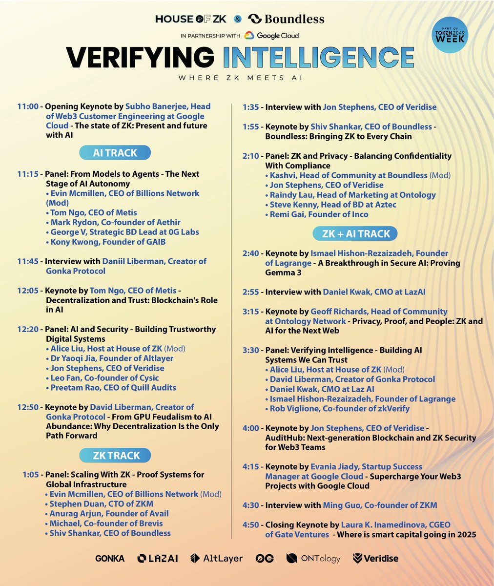 See you on <a href="/token2049/">TOKEN2049</a>!

zkVerify Founder <a href="/robviglione/">Rob Viglione</a> will be on the confidentiality and compliance panel with <a href="/gonka_ai/">Gonka</a>, <a href="/LazAINetwork/">LazAI Network</a>, and <a href="/lagrangedev/">LAGRANGE</a>, hosted by <a href="/HouseofZK/">House of ZK</a>.

🗓️ Sep 29th
📍 Caldwell House, Singapore
🎟️ luma.com/ae6uqqvw