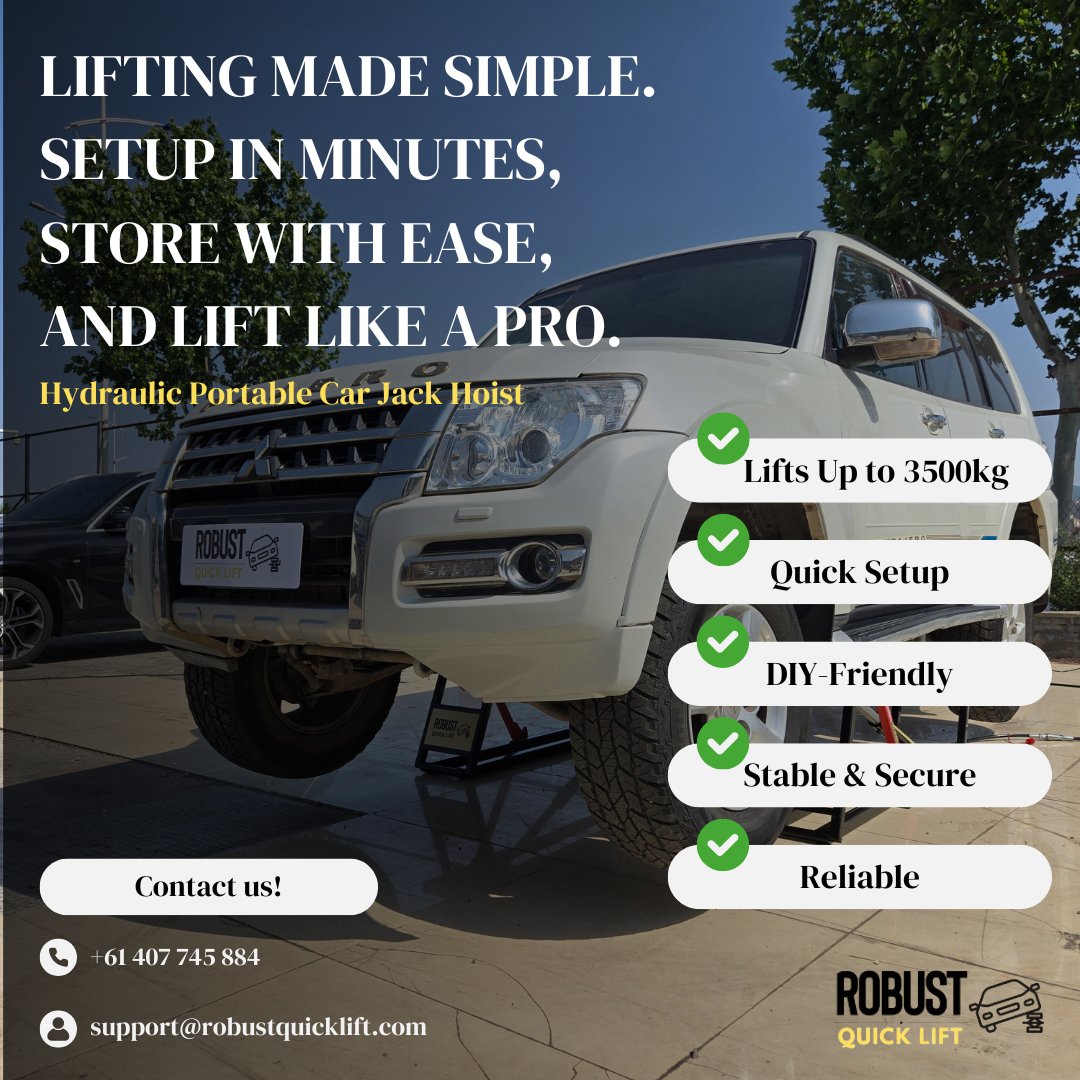 R_QuickLift's tweet image. The Hydraulic Portable Car Jack Hoist from Robust Quicklift makes every job safer, faster, and more reliable. 💪

#RobustQuicklift #LiftingMadeSimple #CarJackHoist #HydraulicLift #WorkSmarter #PortableHoist #CarEnthusiast 

Order now: robustquicklift.com