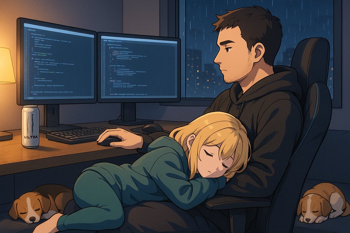 JCoNetLTD's tweet image. Midnight build log. Cleo fell asleep on my lap, dog guarding prod, Monster Ultra on standby. Shipping code while the rain keeps time. #DevOps #LateNightCoding #TypeScript #NextJS