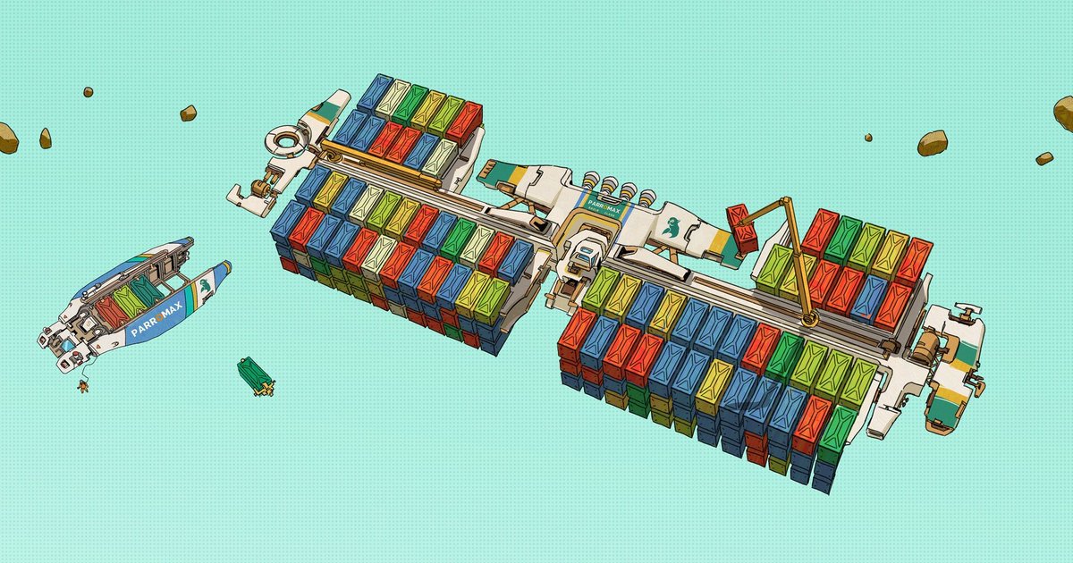 markzhangart's tweet image. use to love cargoships with containers a lot