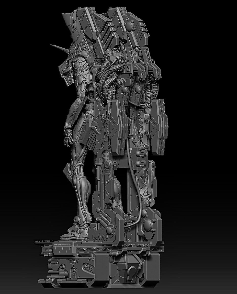 AB融合率100%！！！
AB融合初号机建模部分完成
100CM高度实物将在WF上海2025展出
原型：AxinZi&amp;Bixite