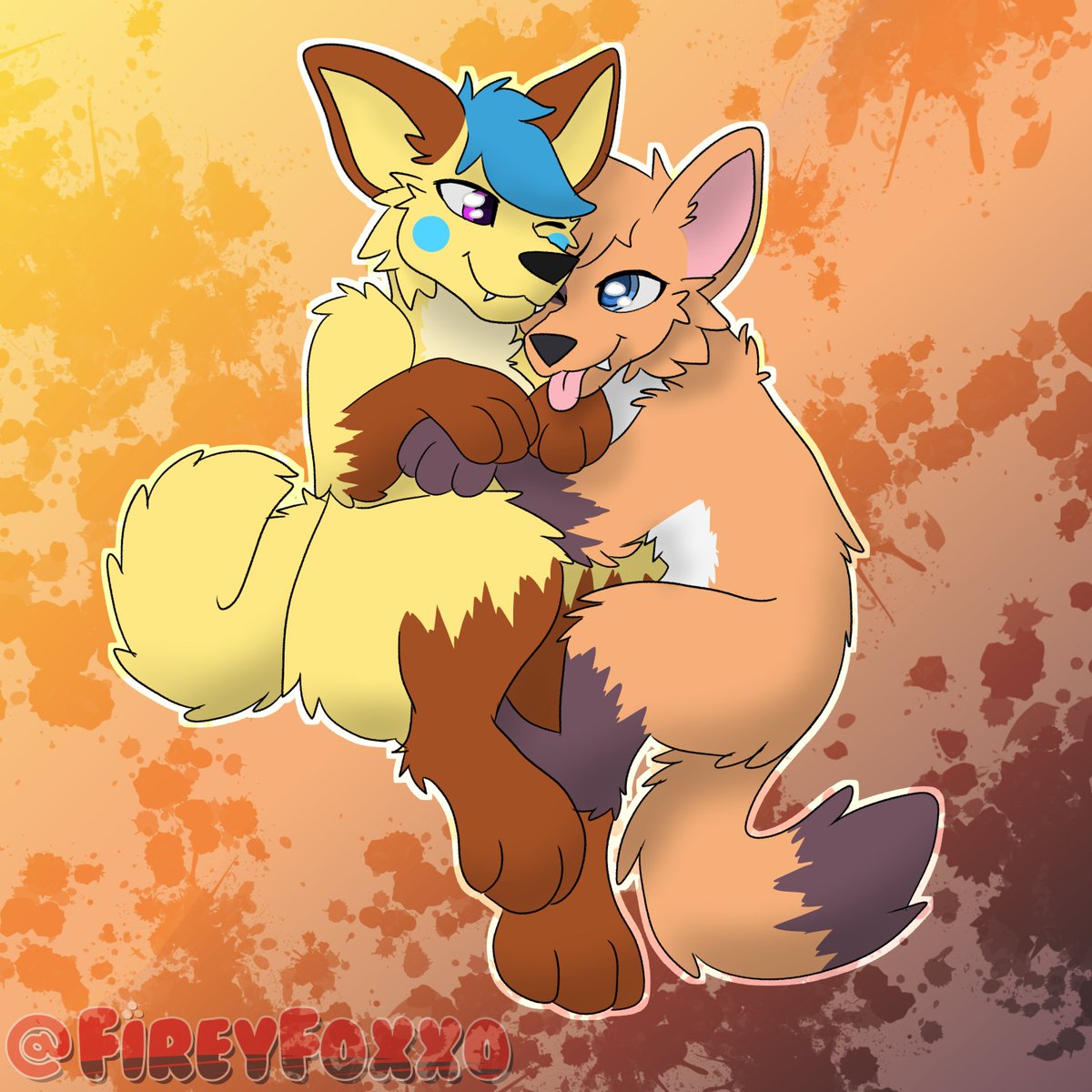 Fireyfoxxo's tweet image. CouplesSnuggleYCH for @BlakeVides