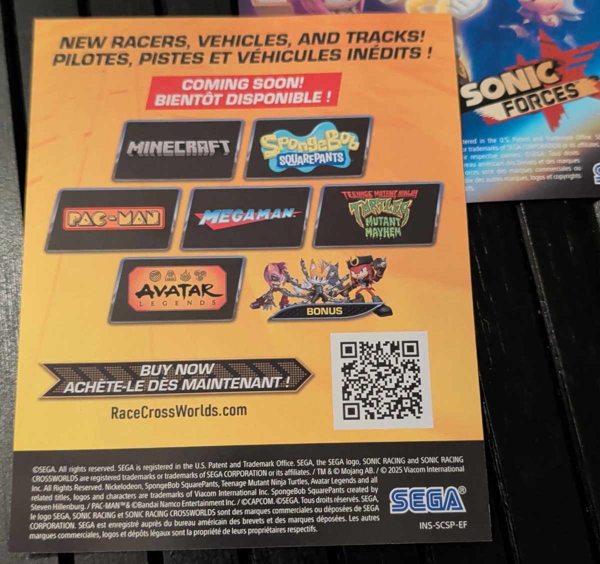 CrocOclock's tweet image. Several characters/ collaborations (pic 1) confirmed for Sonic Racing: CrossWorlds season pass as shown on the physical release cover and insert including Mega Man, NiGHTS, Minecraft and Persona.

sonicstadium.org/articles/sonic…