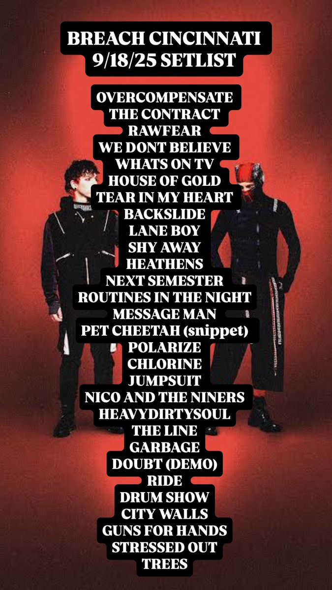 clikkiescrave's tweet photo. FULL OFFICIAL SETLIST FOR #BreachCincinatti #BreachTour 9/18/25 https://t.co/ToKNnQ17ZO