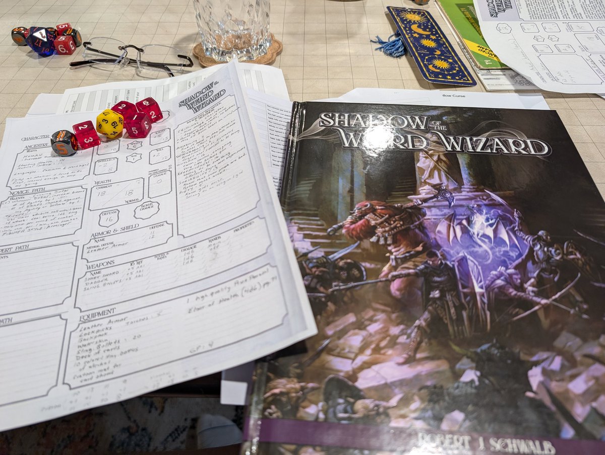 Lively evening playing Shadow of the Weird Wizard (5E) adventure.
Excellent alternative to DnD foe the group. Highly recommended.