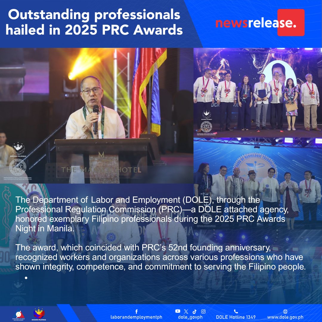 dole_govph's tweet image. 𝐎𝐮𝐭𝐬𝐭𝐚𝐧𝐝𝐢𝐧𝐠 𝐩𝐫𝐨𝐟𝐞𝐬𝐬𝐢𝐨𝐧𝐚𝐥𝐬 𝐡𝐚𝐢𝐥𝐞𝐝 𝐢𝐧 𝟐𝟎𝟐𝟓 𝐏𝐑𝐂 𝐀𝐰𝐚𝐫𝐝𝐬

𝐑𝐄𝐀𝐃: dole.gov.ph/news/outstandi…

#BagongPilipinas
#SerbisyongDOLE
#foryouシpage