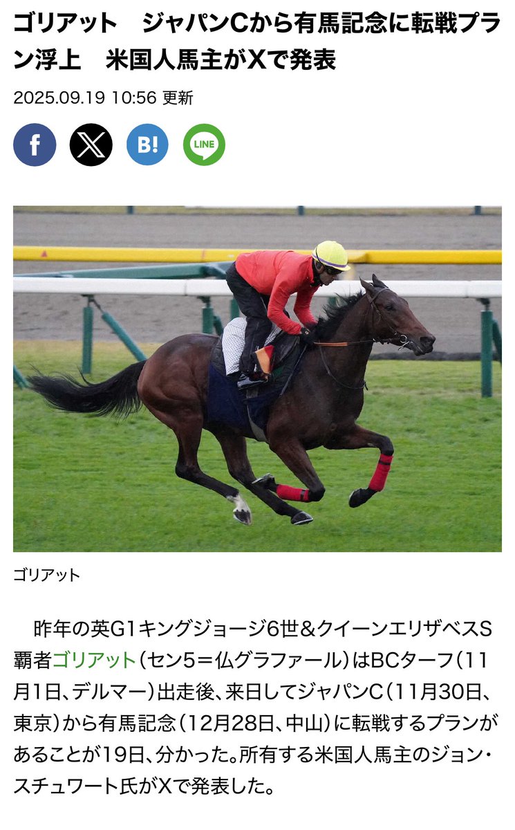 EITA_risupon's tweet image. ゴリアットが
有馬記念へ　参戦か？！

外国馬が今まで有馬記念に
出た事あったかな？！

投票で決まるんだけど

実現したら　楽しみがかなり増える✨

自分は希望します！！
#有馬記念
#ゴリアット