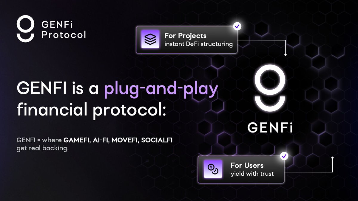 tubescommunity's tweet image. GENFI is a plug-and-play financial protocol:
🛠 For projects: instant DeFi structuring
💸 For users: yield with trust
GENFI = where GAMEFI, AI-FI, MOVEFI, SOCIALFI get real backing.
#Web3Ecosystem #GENFITech