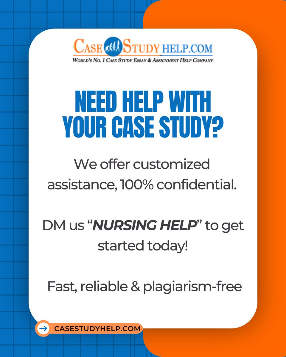 casestudyhelp's tweet image. Nursing case studies can feel like decoding an entire hospital chart — confusing, overwhelming, and time-consuming. Get expert assistance!

👉 tinyurl.com/y4kjawh6

#nursingassignmenthelp #NursingCaseStudy #studentnurselife #academichelp #studytips #collegenurse #CaseStudyHelp