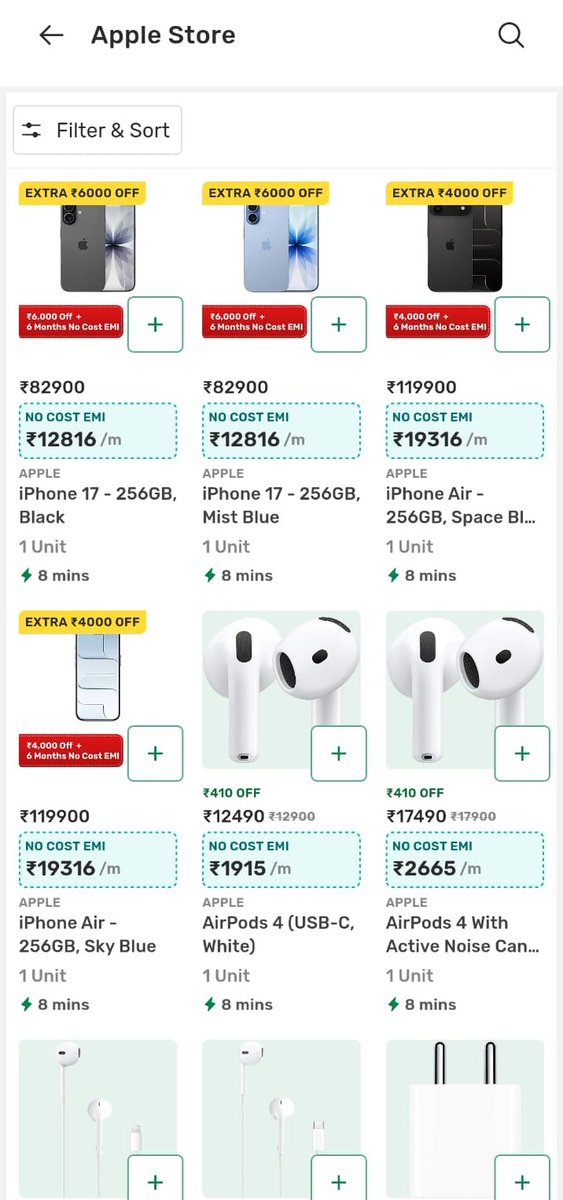 Lo.
Bigbasket shuru, Blinkit Zepto aur baaki bhi aate hi honge.
Jab 8-10 minutes me ghar pe iPhone 17 series mil rahi hai, to ladai Kaahe ki? 🫠