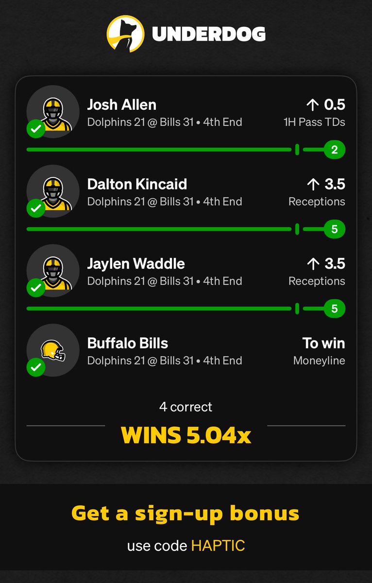 play.underdogfantasy.com/es-gq4fr1SZ4P ⁦<a href="/NICKMERCS/">Nickmercs</a>⁩ ⁦<a href="/MFAMCentral/">MFAM Central</a>⁩ you and the boys inspired me to gamble, and we hit. Little juice is still juice 🫡