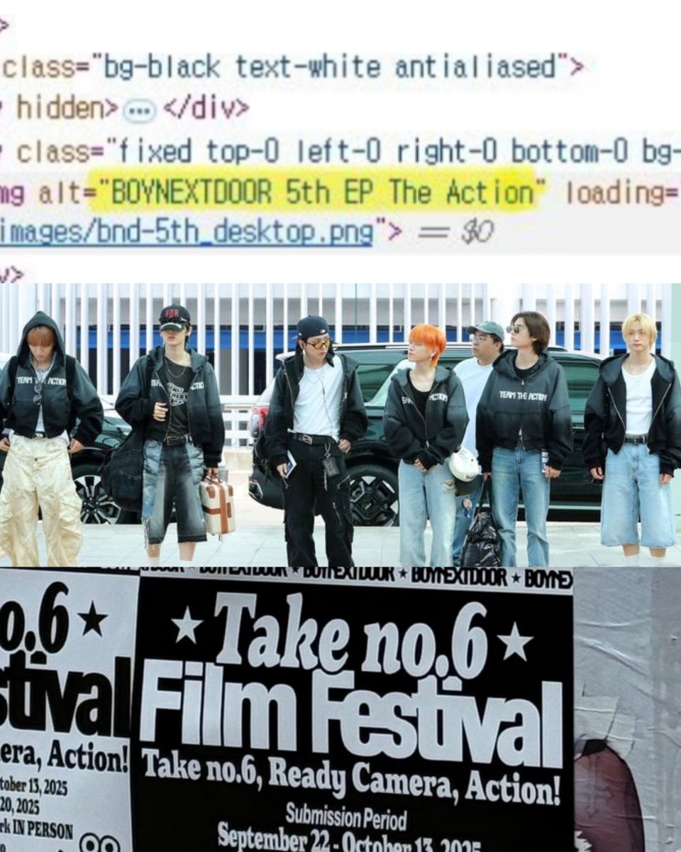 TEAM THE ACTION
TAKE NO.6, READY CAMERA, ACTION
BOYNEXTDOOR 5TH EP "THE ACTION"