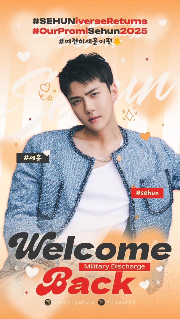 Help Rt &amp; like 

✩ INSTAGRAM STORY ADS FOR sehun’s discharge day ✩ 

 welcome back sehun 🐥🎉

Start 19 till 21/09/25

📍ads > Malaysia ,Thailand ,Jakarta and South Korea 

✩ If you see this ads, appreciate, tag or mention @ x (hsehun94)or insta(everythingsehuna), 
Thank you